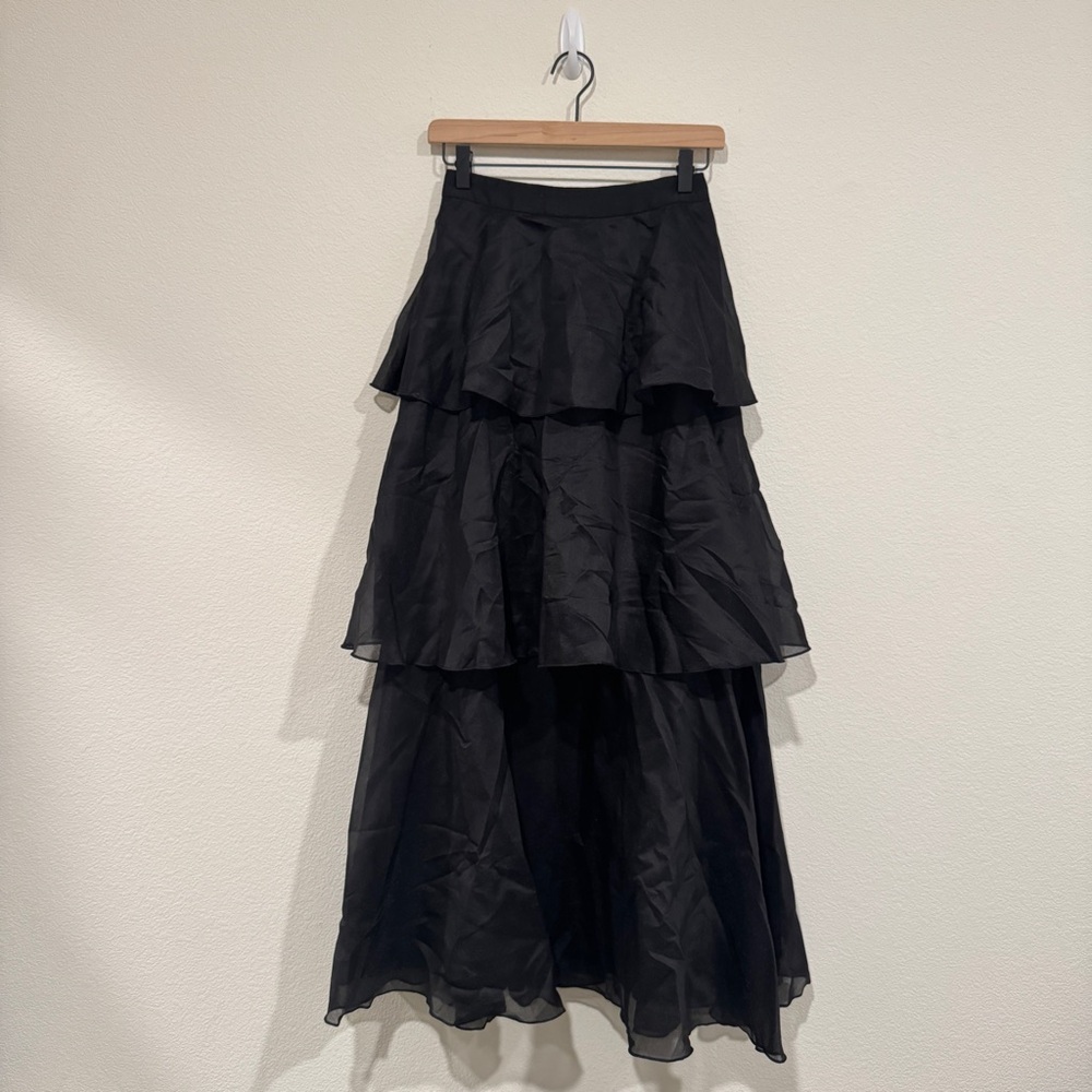 Hello Molly Black Tiered Maxi Skirt